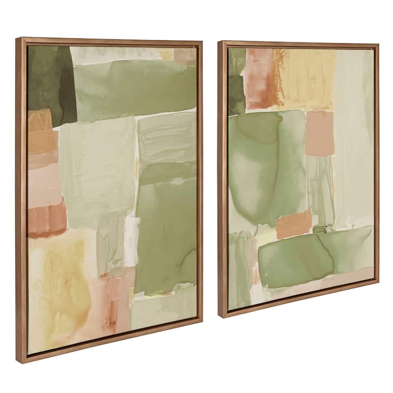 Kate and Laurel Sylvie United2 Framed Canvas Art Set by Amy Lighthall - 2 Piece Set 23x33 - Gold