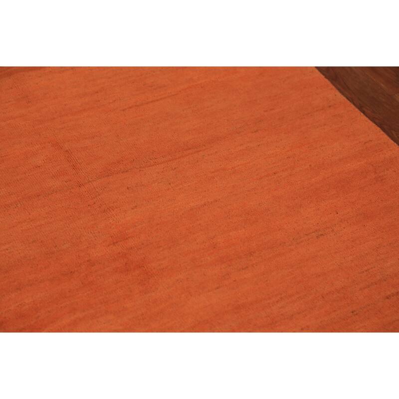 Orange Gabbeh Modern Rug Handmade Modern Wool Carpet - 3'10" x 5'11"