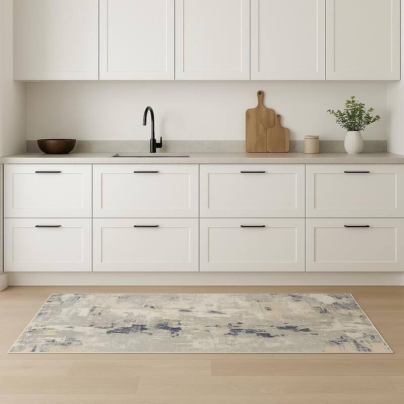 HomeRoots Abstract Modern Runner Area Rug - 96.00 in. x 29.00 in. x 0.26 in. - 96.00 in. x 29.00 in.  x 0.26 in.