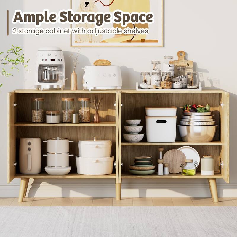 EROMMY 58" Accent Storage Cabinet with Adjustable Shelves, Sideboard Buffet with Doors for Living Room