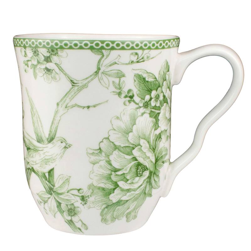 222 Fifth Adelaide Moss 16-Piece Porcelain Dinnerware Set - Service for 4, Green Plates, Bowls & Mugs