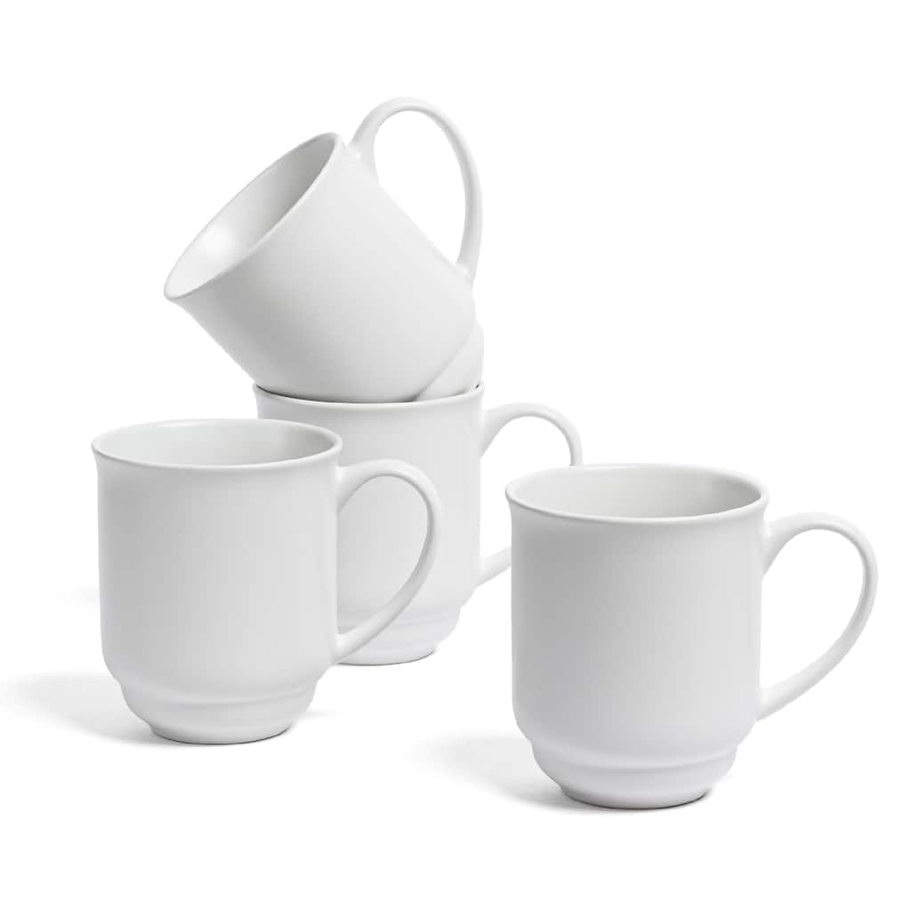 over&back Rimmed 16oz Semi-Matte Stoneware Mugs, Set of 4