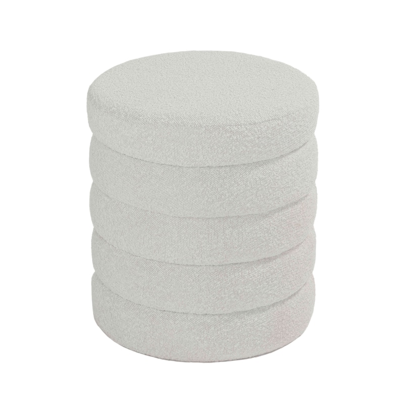 Cortesi Home Morcant Cylindrical Storage Ottoman, Light Grey