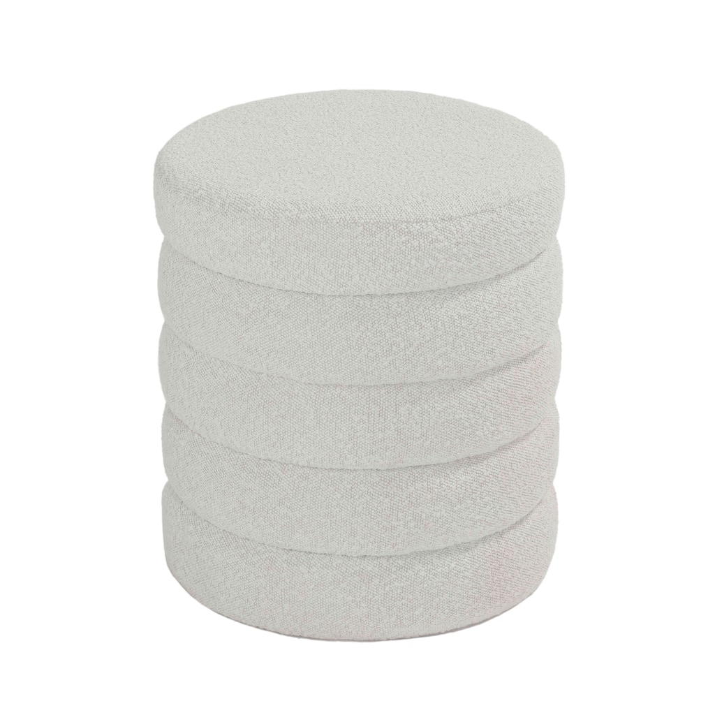 Cortesi Home Morcant Cylindrical Storage Ottoman, Light Grey