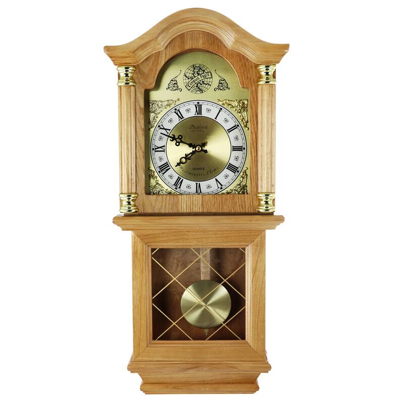 Bedford Clock Collection Classic 26" Deco Wall Clock with Pendulum