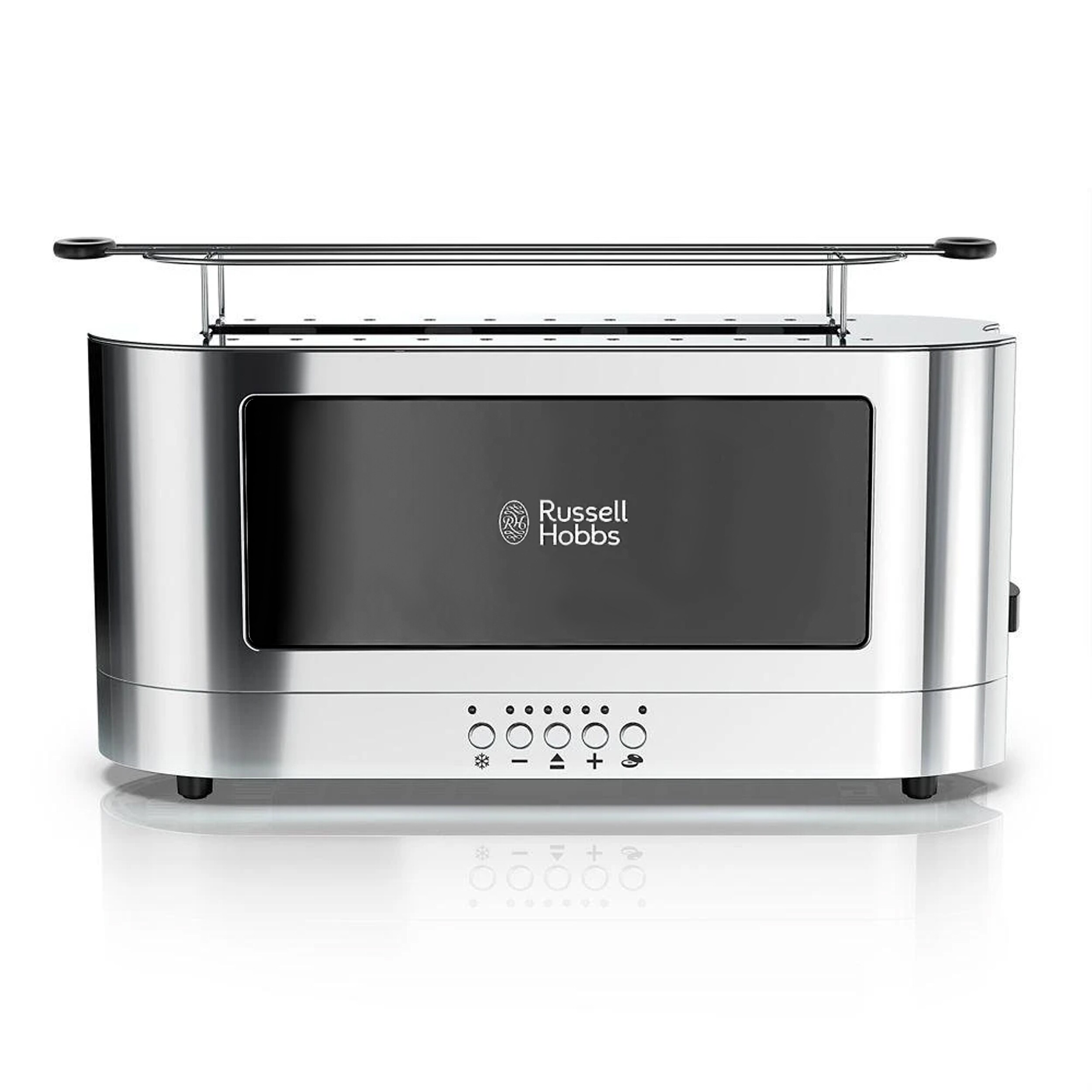 Russell Hobbs Stainless Steel 2 Slice Long Toaster Black Glass