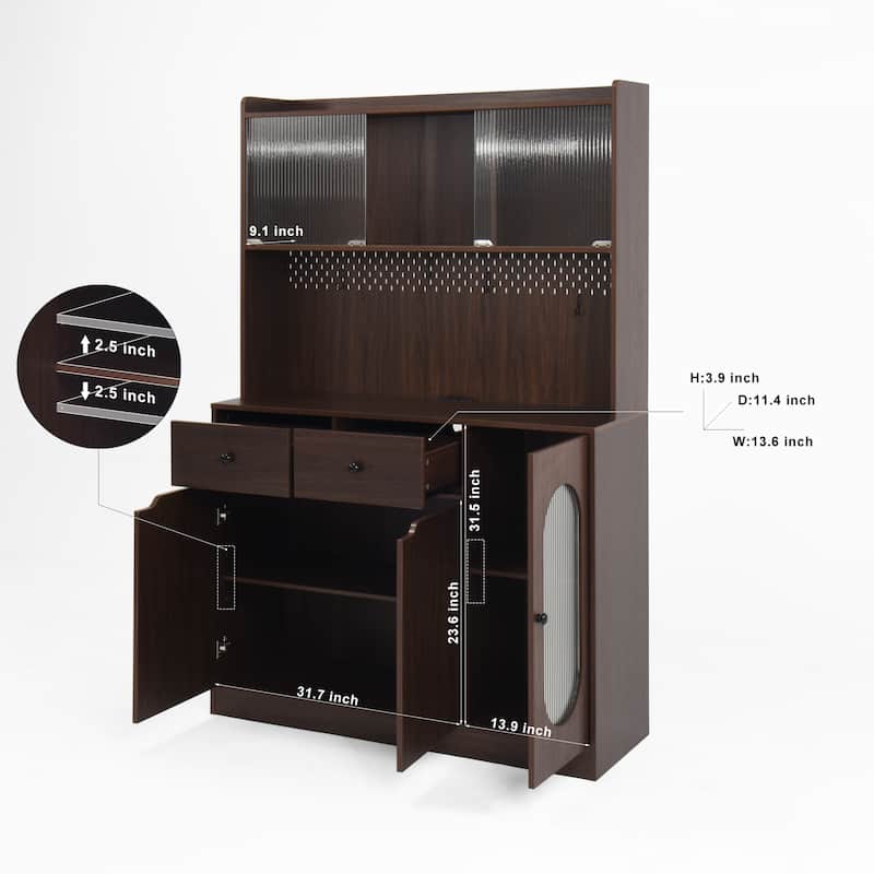 Kitchen Pantry Storage Cabinet Large Capacity Display Cabinet