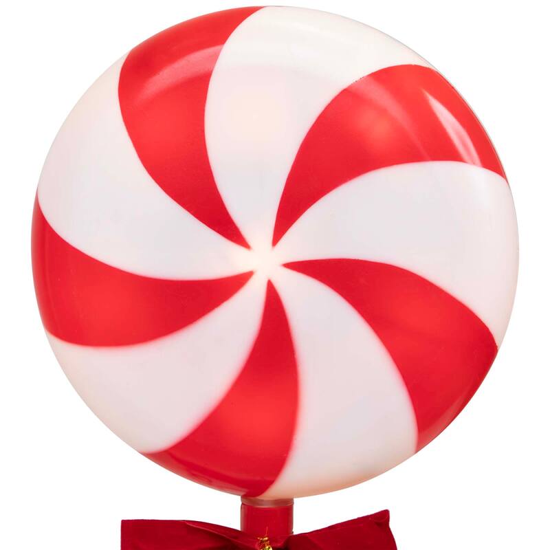 Peppermint Lollipops Christmas Pathway Markers - Clear Lights - 4.5' White Wire - 3ct - Red