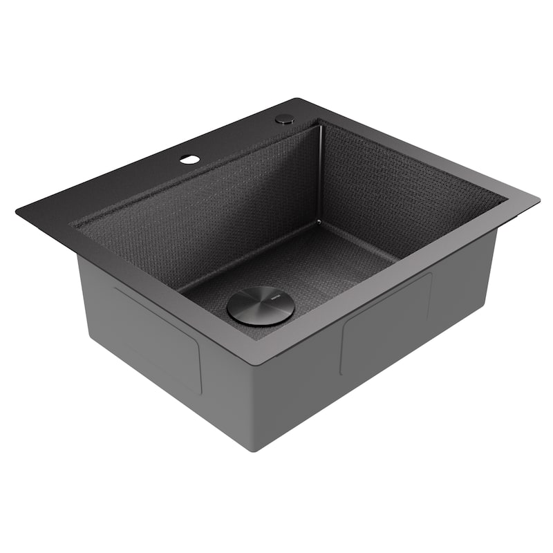 Matrix 25" Top Mount Workstation 16 Gauge Single Bowl Stainless Steel Kitchen Sink with Accessories