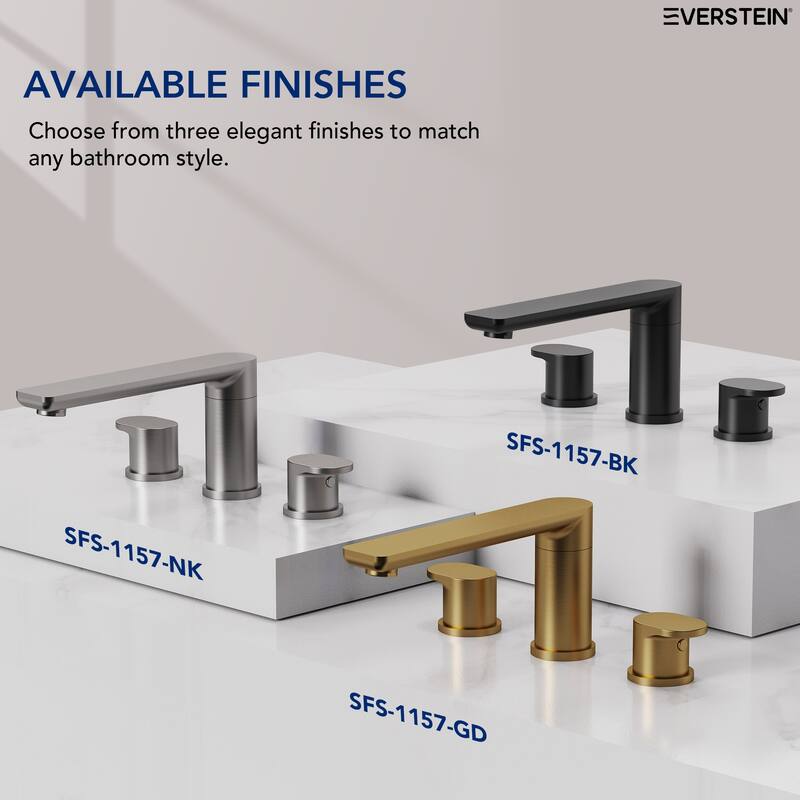 Modern Deck-Mount 2-Handle 360° Rotatable Bathtub Faucet Widespread 3 Hole Tub Filler