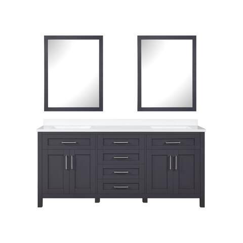 OVE Decors Tahoe 72 in. Dark Charcoal Vanity with 2 Mirrors included