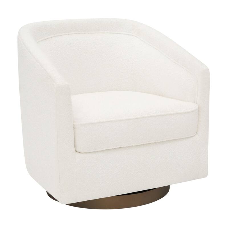 Club Style Swivel Commercial Barrel Accent Armchair - 27.25"D x 28.5"W x 30.75"H - Cream Boucle