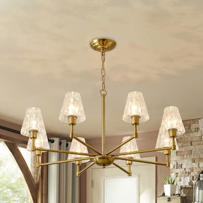 Mid-Century Modern Chandelier Farmhouse Modern Glam Gold Glass Chandelier