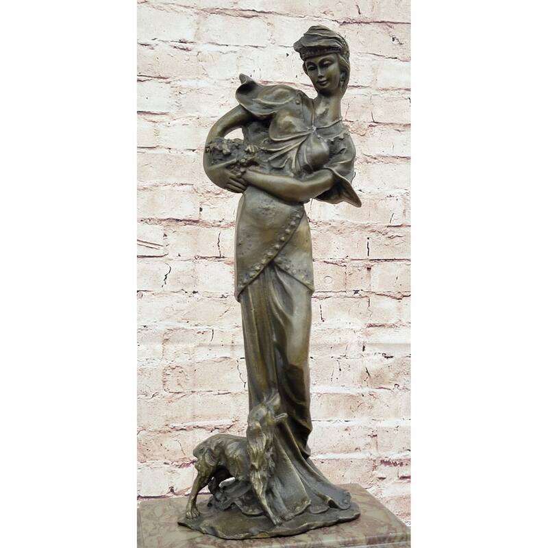 Figurative Bronze Marble French Clock Art Deco Sculpture Antique Reproduction Moreau