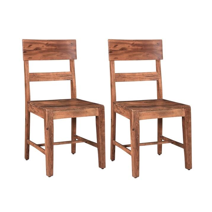 HomeRoots Set of Two Brown Wood Ladder Back Dining Side Chairs - 18' X '36' X '18