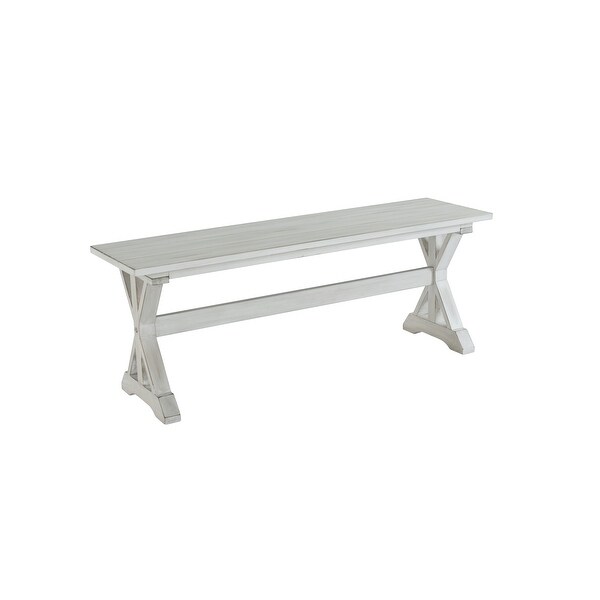 Jamestown Farmhouse Distressed White Dining Bench. Opens flyout.