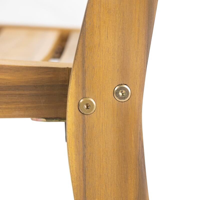 Roomfitters Outdoor Acacia Wood Dining Side Chairs, Patio Kitchen Seating Set of 2, Teak Finish