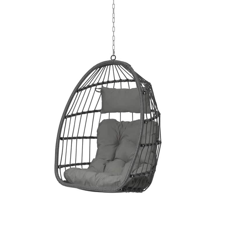 Egg Chair Outdoor Without Stand Indoor,Wicker Rattan Hammock Egg Porch Swing with Cushions for Bedroom Patio Balcony