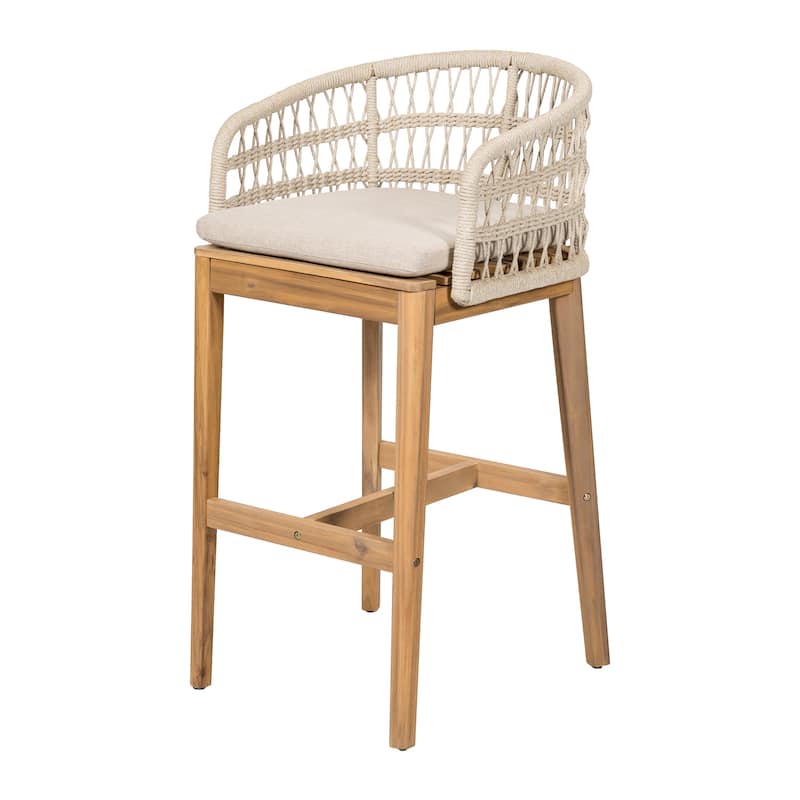 Christopher Knight Home - Falkner Acacia Wood Rope Patio Barstool(Set of 2)