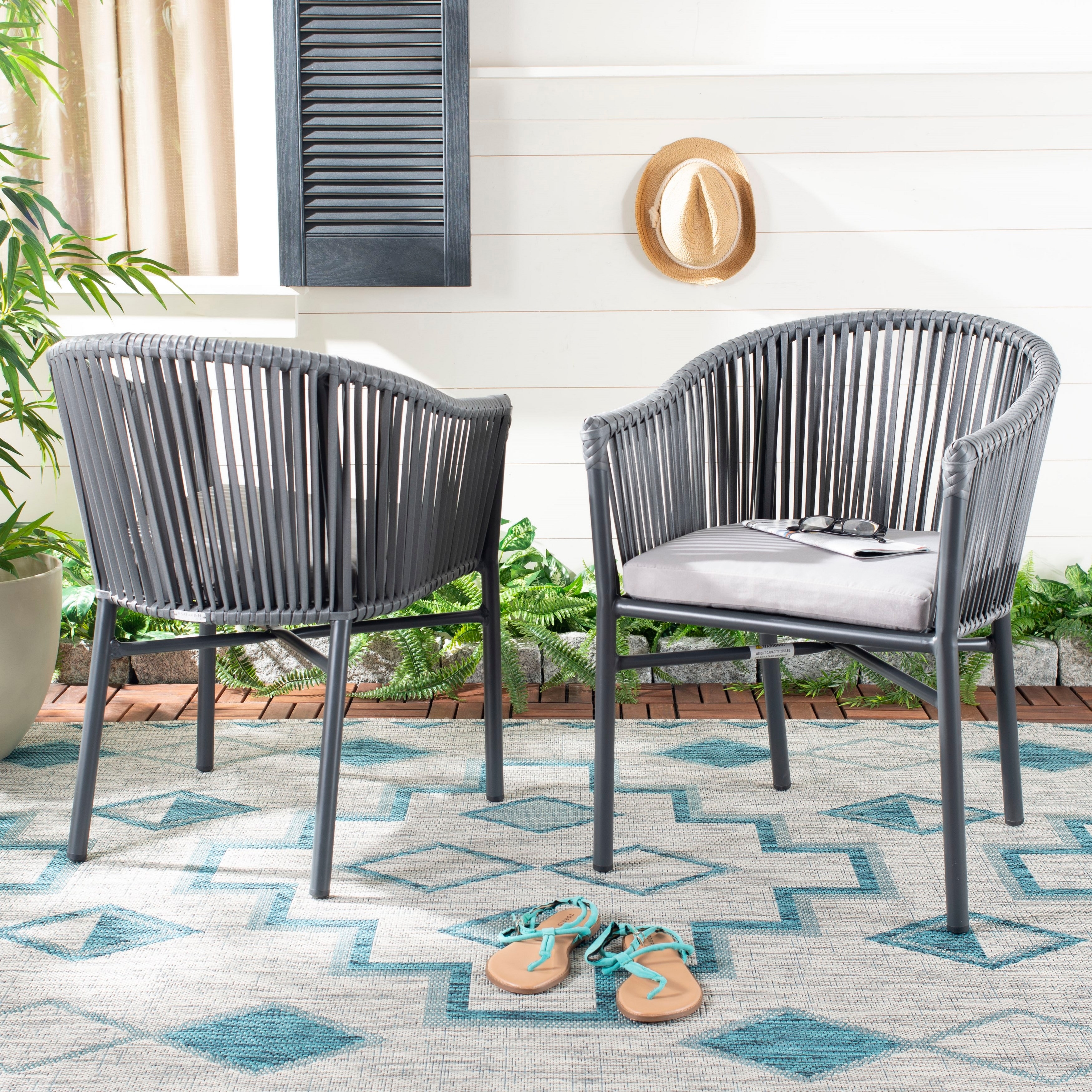 Safavieh Outdoor Living Kofi Rope Chair - Grey (Set of 2 ...