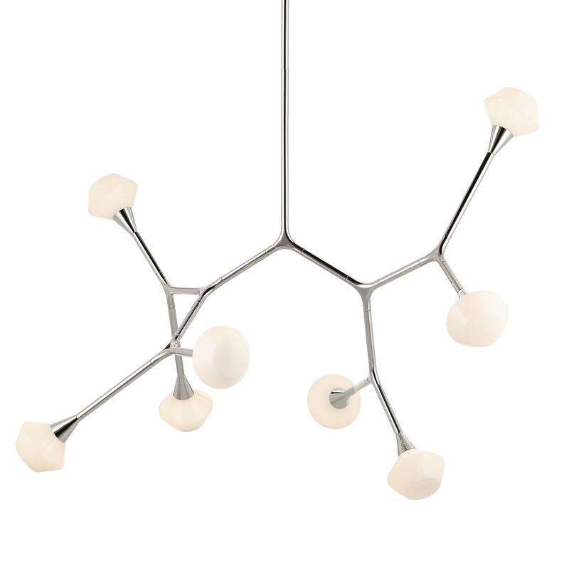 Cassius 52.5 Inch 8 Light Convertible Chandelier with Opal Glass in Polished Nickel