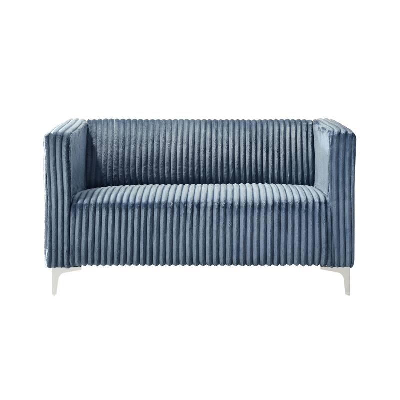 Clayfell Gavin 2-Piece Velvet Living Room Set with Loveseat and Sofa, Square Arm Design, Channel Tufted Upholstery