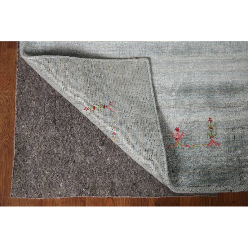 Grey Gabbeh Oriental Area Rug Hand-Knotted Wool Carpet - 8'0"x 9'10"