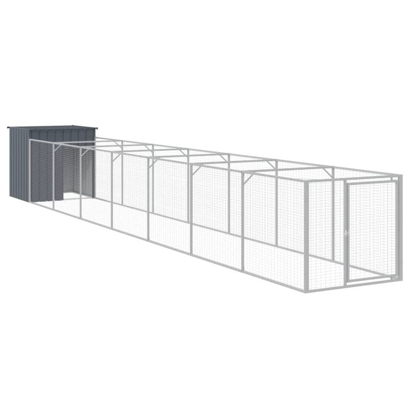 vidaXL Dog House with Run Anthracite/Light Gray multisize Galvanized Steel