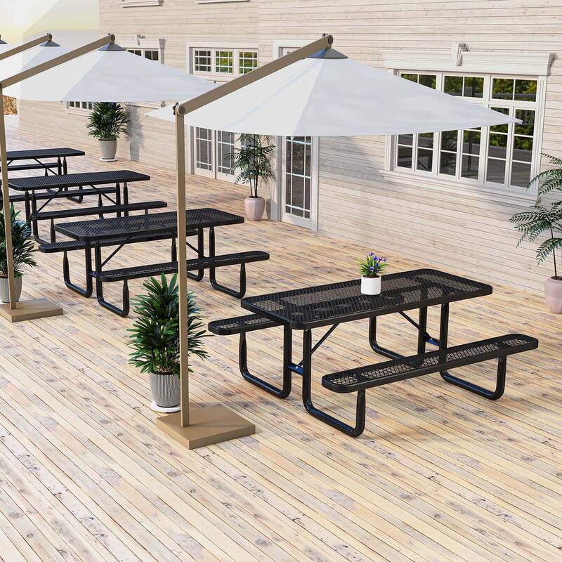 Costway 72" Coated Steel Camping Table with Seats Outdoor Picnic Table - See Details