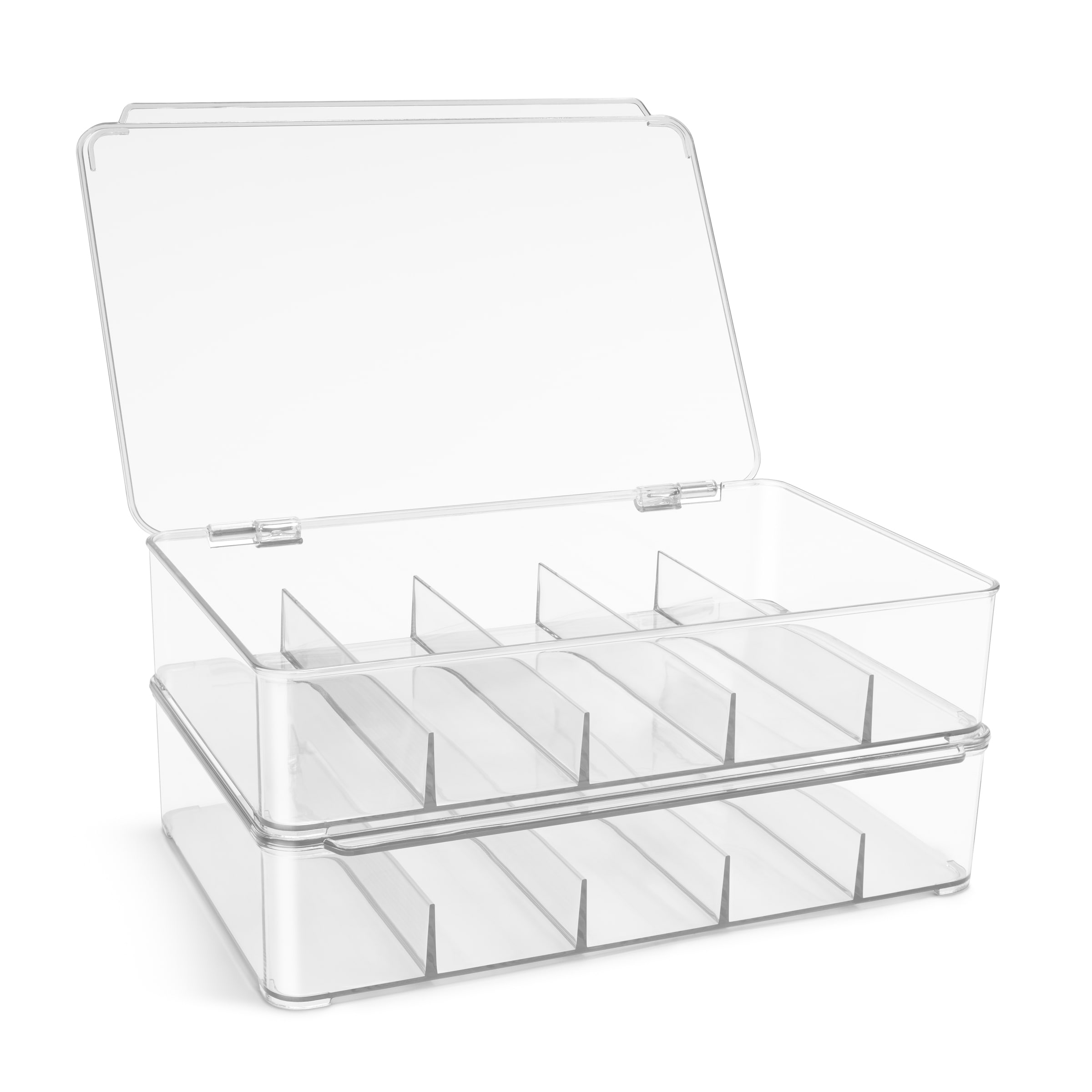 Sorbus Toy Storage Case with Hinged Lid - Plastic Stackable Organizers and Storage (2 Pack) - 7" x 10.5" x 2.25".