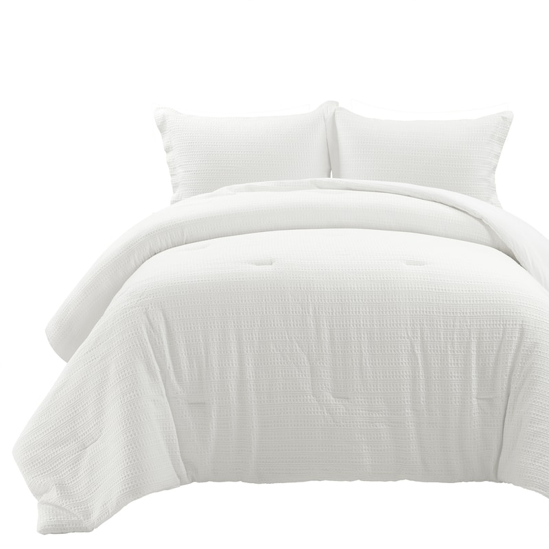 Lush Decor Haniya Solid Waffle Woven Cotton Textured Comforter Set