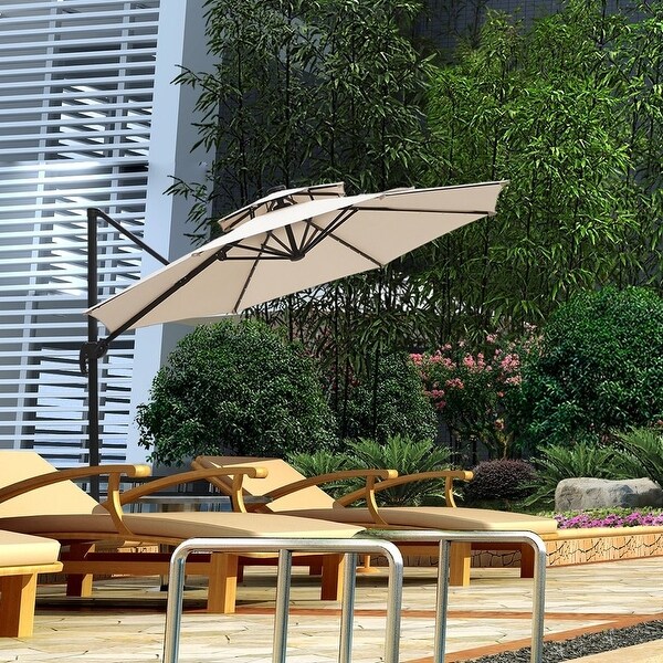 Zenova 360 Rotation Outdoor Parasol umbrella 11Ft balcony outdoor Roman umbrella. Opens flyout.
