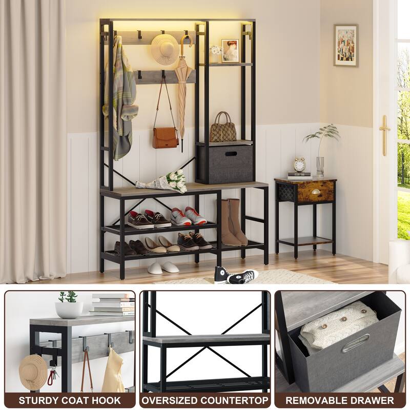 Futzca Hall Tree with Bench Shoe Storage