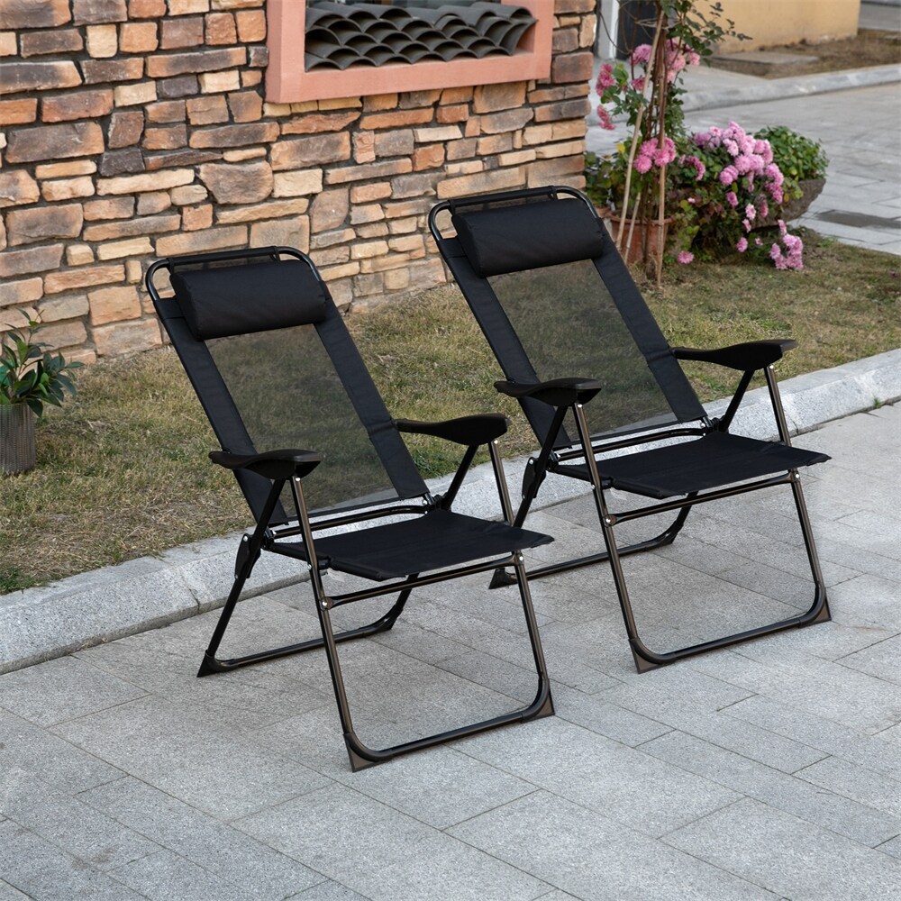 Patio Folding Chairs with Adjustable Back and Headrest Set of 2 Bed Bath Beyond 41416704