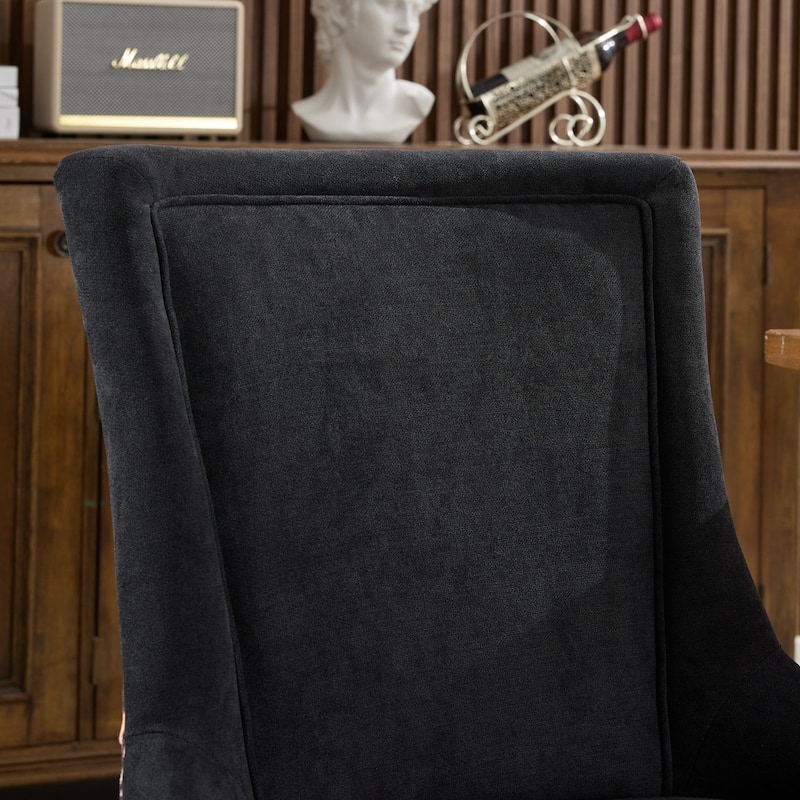 Dining Chair Thickened Fabric Chairs with Neutrally Toned Solid Wood Legs,Set of 2