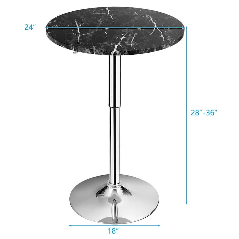 Round Height Adjustable Bistro Bar Table - 24" x 24" x (28-36)" (L x W x H)