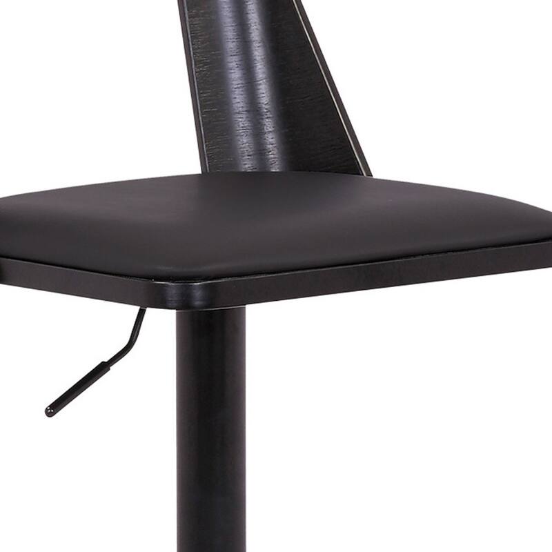 42” Tall Adjustable Swivel Bar Stool with Full Back and Black Faux Leather Seat Perfect for Bar or Kitchen Use