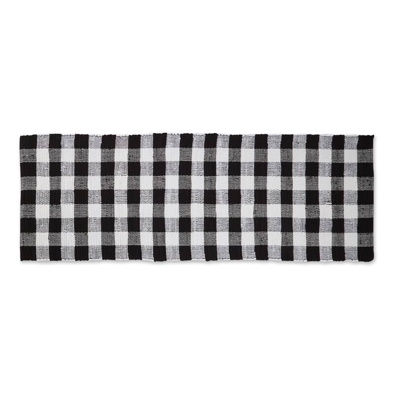 DII Antique Green & White Buffalo Check Rag Rug 26x40 inch - Black