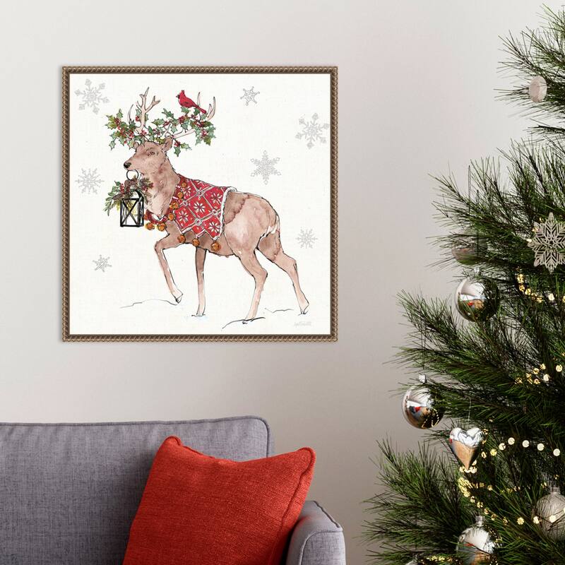 Signs of the Season V Full Deer by Anne Tavoletti Framed Canvas Wall Art Print
