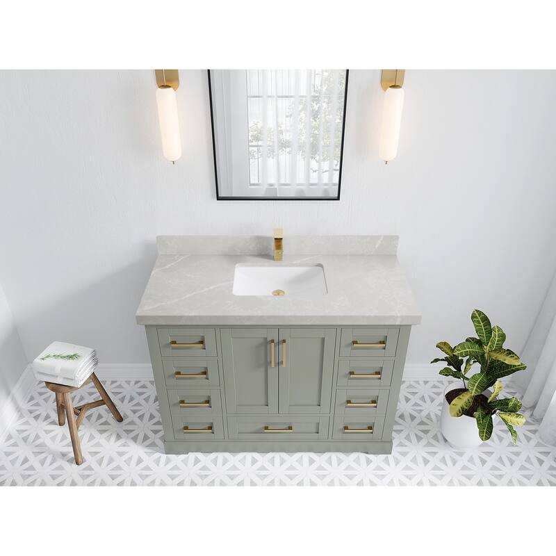 Willow Collection 48 in W x 22 in D x 36 in H Boston Single Bowl Sink Bathroom Vanity with Countertop