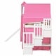 preview thumbnail 7 of 34, Twin Size Loft Bed with Storage Stairs, Tent & Tower, Solid Wood Castle-Inspired Kids Loft Bed Frame with Slide, Fence & Window