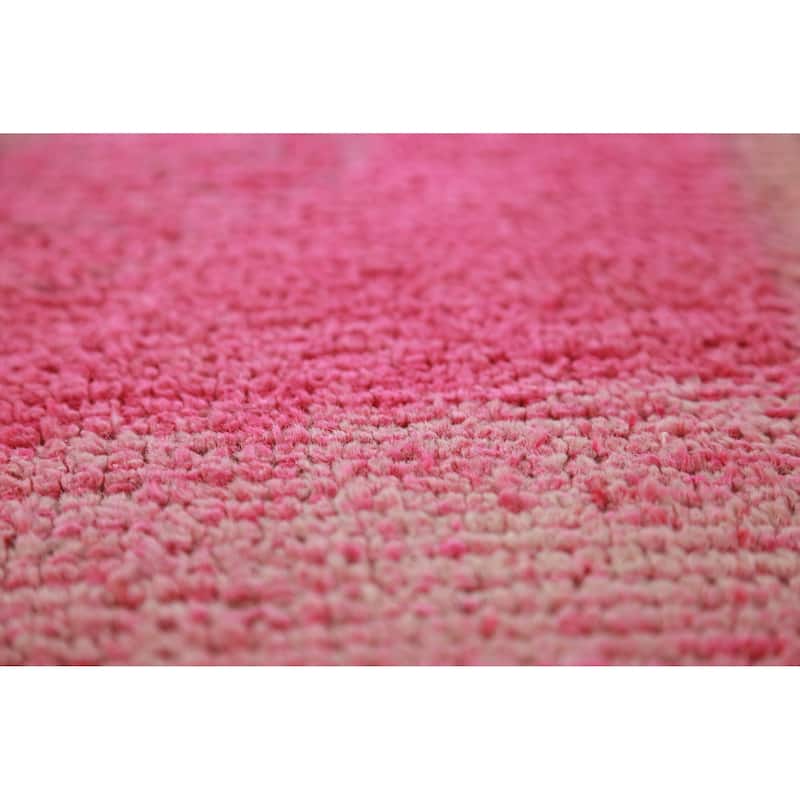 Fuchsia Oushak Turkish Runner Rug Handmade Wool Carpet - 2'10"x 11'7"