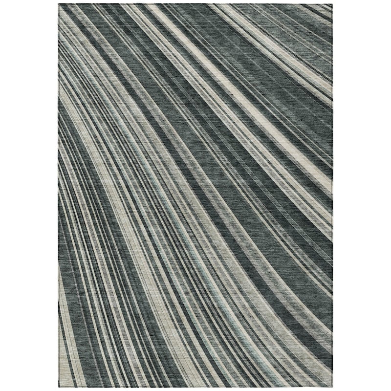 Machine Washable Indoor/ Outdoor Stripe Wave Chantille Rug