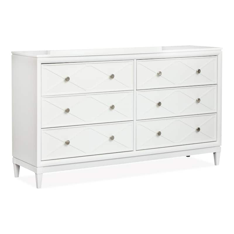 Magnussen Home Springhouse Whisper White Double Drawer Dresser with Landscape Mirror