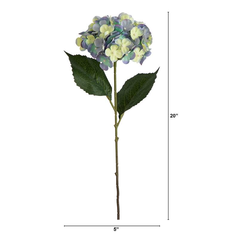 Hydrangea Flower Artificial Stem Sprays - 20" - Blue - Set of 3