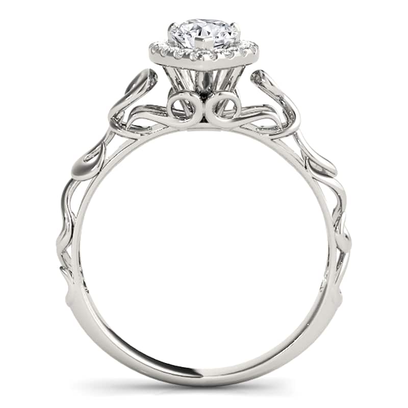 Auriya 14k White Gold Lab Grown Pear Diamond Halo Engagement Ring (0.5 to 5 ct. tw., F-G VS)