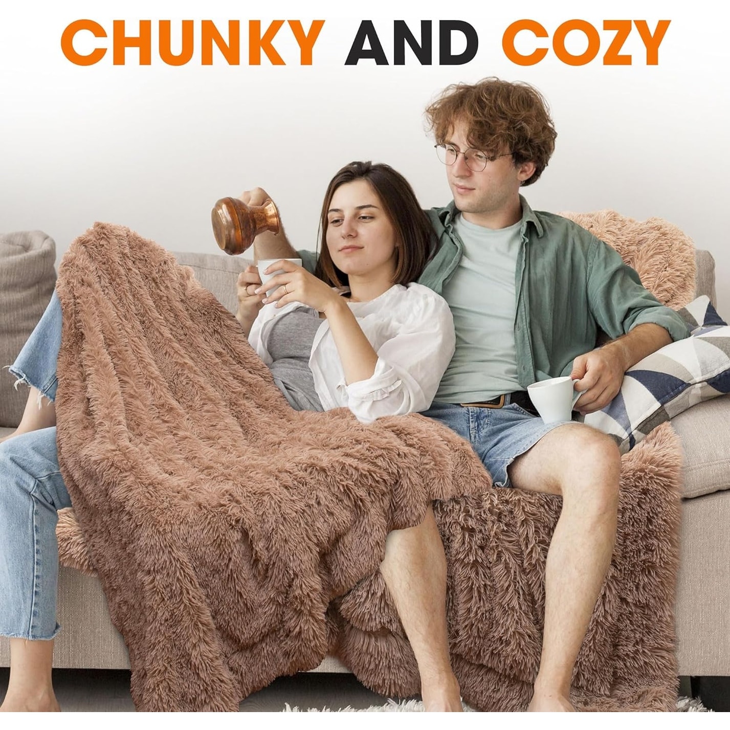 Cheer Collection Reversible Faux Fur Accent Throw Blanket-image