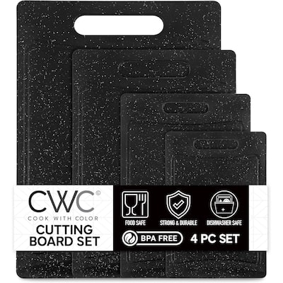 COOK WITH COLOR Non-Slip Cutting Board Set – Kitchen Essentials with Easy Grip Handle, 4 Cutting Boards - 6x9.5 - 12x 17