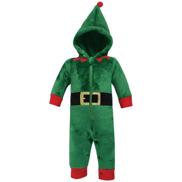 slide 1 of 1, Hudson Baby Unisex Baby Plush Jumpsuits, Elf 0-3 Months - Elf