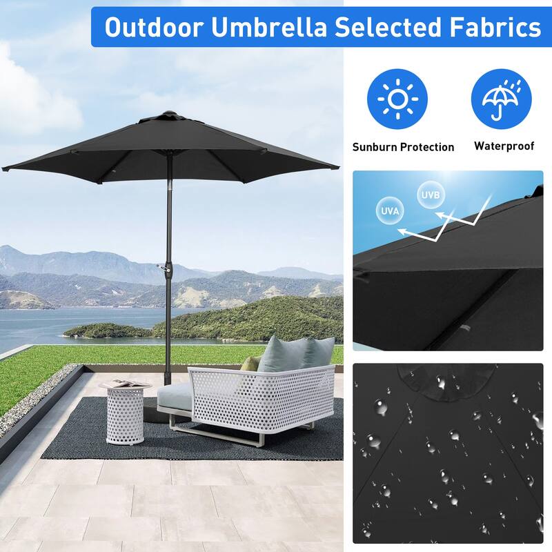 9ft Outdoor Patio Umbrella 6 Ribs with Tilt & Crank.